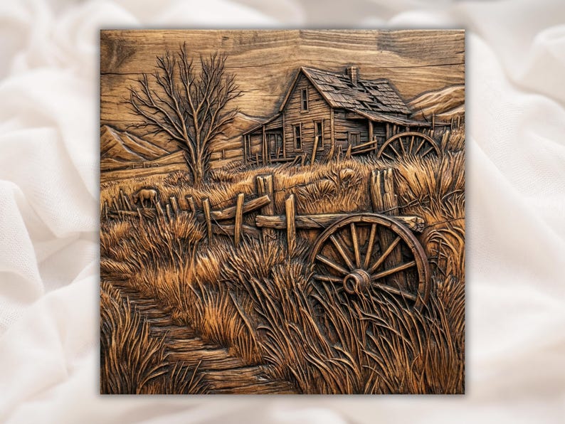 Rustic Farmhouse Landscape STL Relief