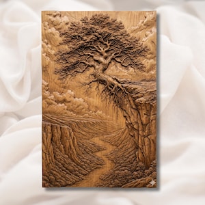 Cliff Tree Landscape 3D Relief STL view 1
