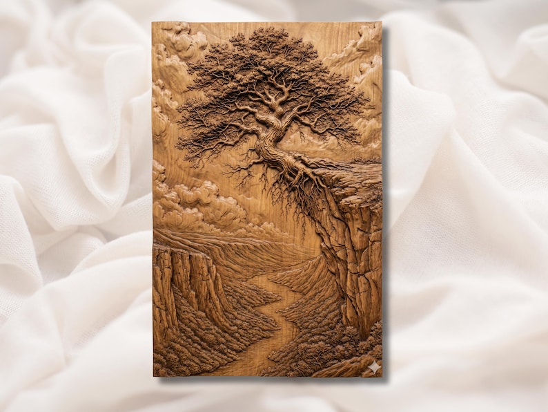 Cliff Tree Landscape 3D Relief STL