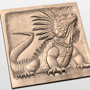 Iguana Lizard 3D Relief STL for CNC Router view 2