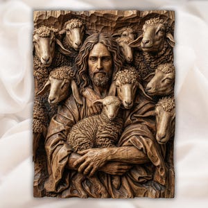 Good Shepherd 3D Relief STL view 1