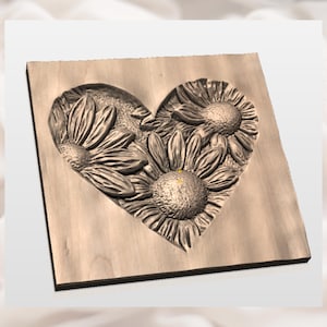 Sunflower Heart 3D Relief STL File view 2