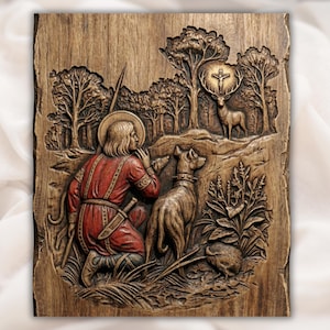 Saint Hubertus Vision 3D Relief STL view 1