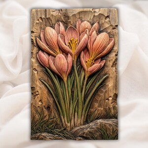 Crocus Flowers 3D Relief STL for CNC Router view 1