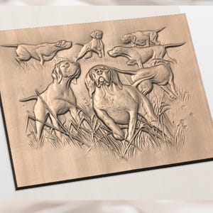 Hunting Dogs Pack 3D Relief STL view 2