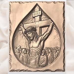 Jesus Crucifixion tear drop STL view 3