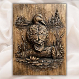 Duck on Lake 3D Relief STL File view 1
