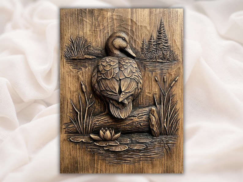 Duck on Lake 3D Relief STL File