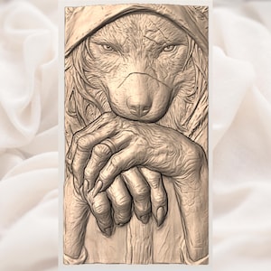 Hooded Wolf STL view 3