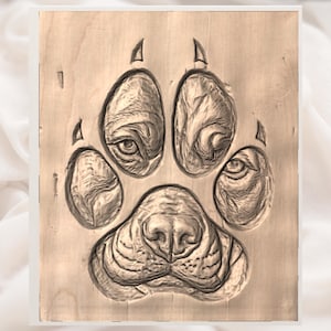 Dog Paw Print 3D Relief STL File view 3
