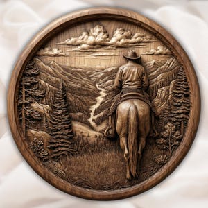 Round Cowboy Horse STL view 1