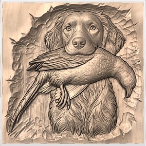 Brittany Spaniel Pheasant 3D STL File view 3