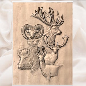 Hunting Animals 3D Relief STL view 3