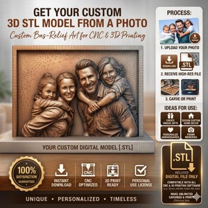 Custom 3D Bas Relief Portrait – Personalized STL File for CNC & Printing, Aspire view 1
