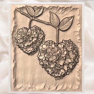 Hydrangea Heart Relief STL view 2