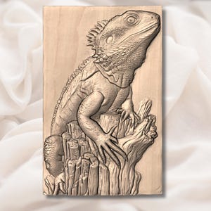 Bearded Dragon Lizard 3D Relief STL view 3
