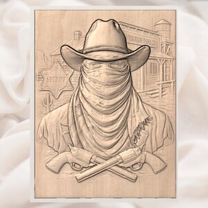 Outlaw Sheriff Cowboy 3D Relief STL view 3