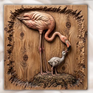 Flamingo Family STL view 1