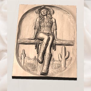 Cowgirl STL Relief view 3