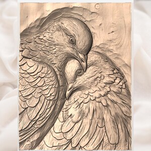 Love Birds 3D Relief STL File view 3