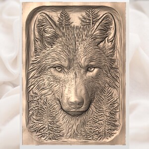 Realistic Wolf Face 3D STL File view 3