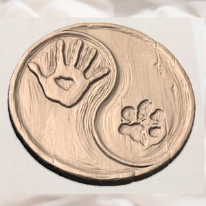 Yin Yang Hand & Paw 3D Relief STL view 3