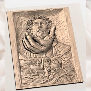 Jesus Hand Reaching Out 3D Relief STL File view 2