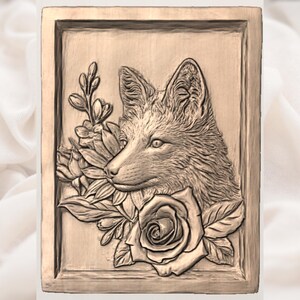 Fox Floral 3D Relief STL view 3