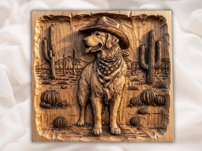 Cowboy Dog 3D Relief STL