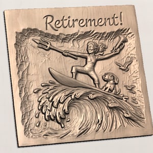 Retirement Surfing Lady Relief STL view 2
