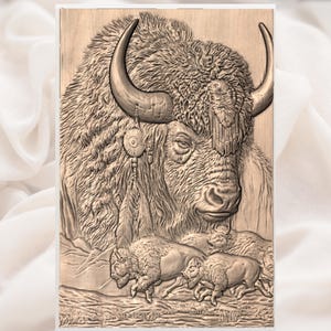Native Buffalo 3D Relief STL view 3