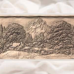 Mountain Forest Cabin 3D Relief STL view 3