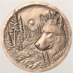 Wolf Mountain Landscape 3D Relief STL for CNC Router view 3