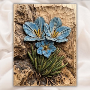 Blue Crocus Relief STL view 1