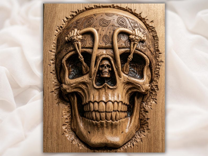 Biker Skull 3D Relief STL