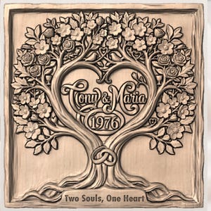 Custom Wedding Anniversary Tree of Life STL view 3