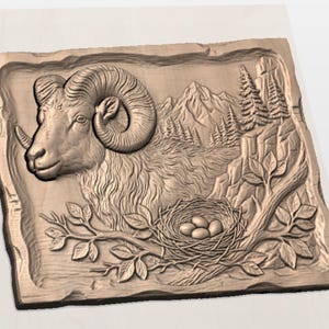 Bighorn Sheep STL 3D Relief view 2