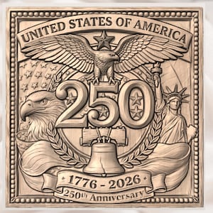 USA 250th Anniversary Relief STL view 3