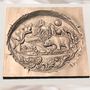 Bear Wildlife 3D Relief STL view 3