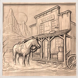 Wild West Saloon STL Relief view 3