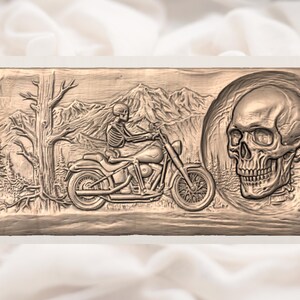 Skull Rider Bas Relief STL view 3