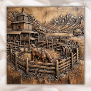 Western Ranch Horse STL Relief view 1