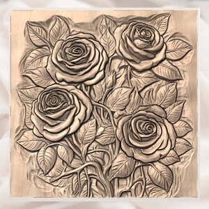 Rose Flower 3D Relief STL File view 2