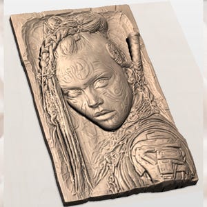 Viking Warrior Woman 3D Relief STL view 3