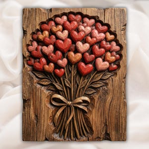 Heart Bouquet 3D Relief STL view 1
