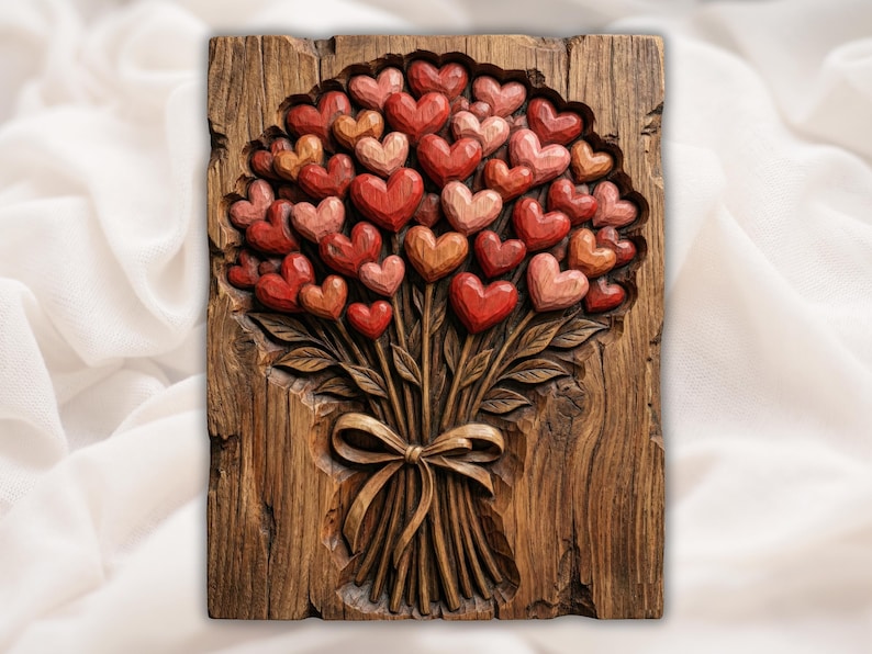 Heart Bouquet 3D Relief STL