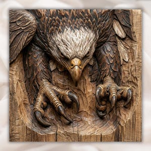 Bald Eagle Talons 3D Relief STL view 1