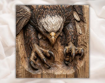 Weißkopfseeadler 3D Relief STL | Adlerklaue Wand Kunst Holzmaserung Schnitzerei | CNC-Fräserdatei, Aspire, VCarve Pro, Carveco, Fusion 360, ArtCAM
