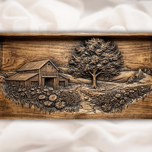 Rustic Barn Farmhouse 3D Relief STL view 1