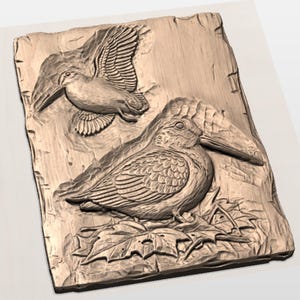 Woodcock Bird 3D Relief STL File view 3